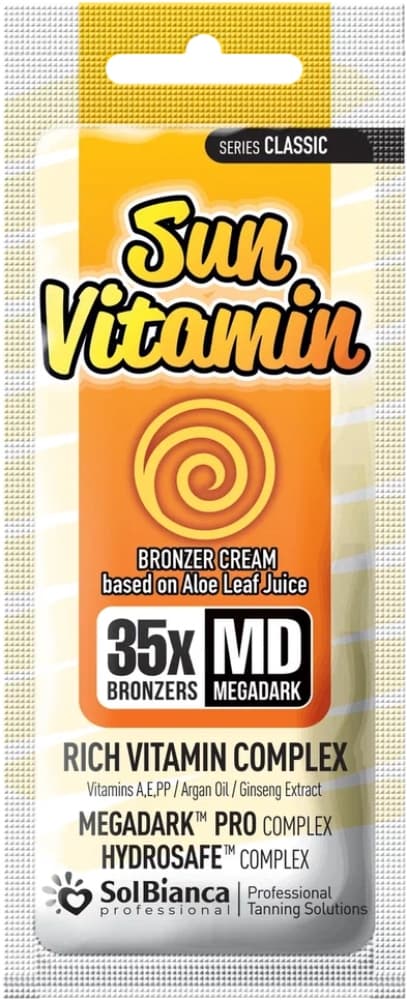 SolBianca Крем "Sun Vitamin" с маслом арганы, экстрактом женьшеня, витаминным комплексом и 35-бронзаторами 15 мл