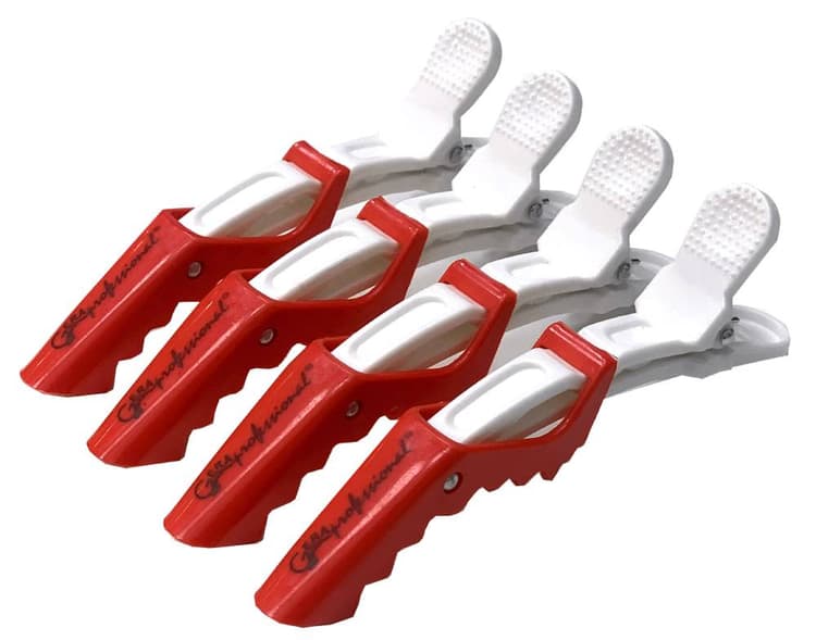 Gera Professional Зажим для волос "Крокодил", красный с белым, 4 шт/уп. - 1 шт.