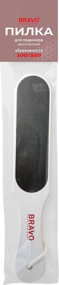 BRAVO Пилка для педикюра большая двухсторонняя (пластик) 100/320