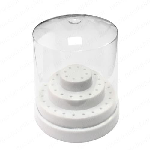 Подставка под фрезы пластиковая на 48 шт круглая, цв.белый 