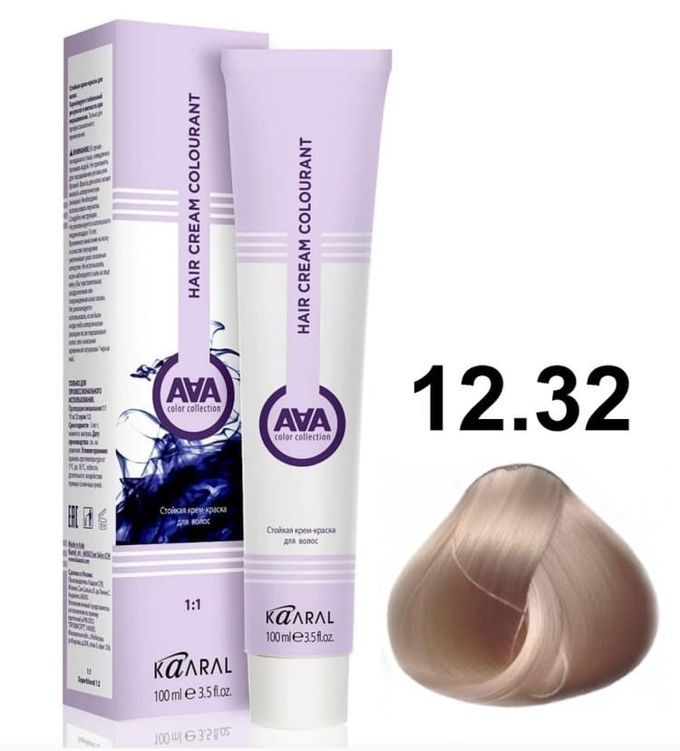KAARAL AAA Hair crem colorant 12.32 экстра светлый золотисто-фиолетовый блондин 100мл