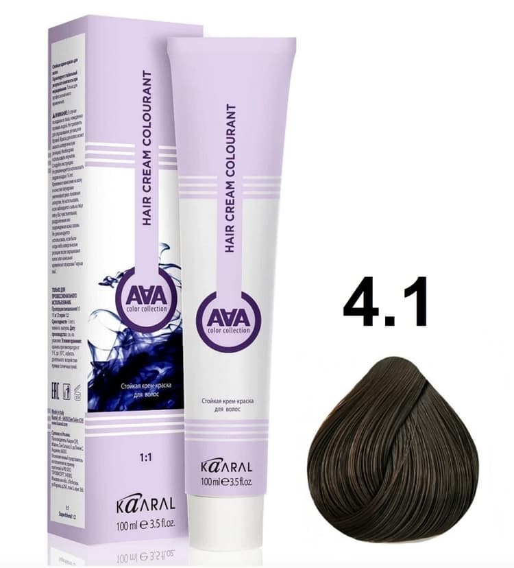 KAARAL AAA Hair crem colorant 4.1 пепельный каштан 100мл