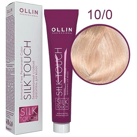 OLLIN SILK TOUCH 10/0 светлый блондин 60мл Безаммиачный стойкий краситель для волос
