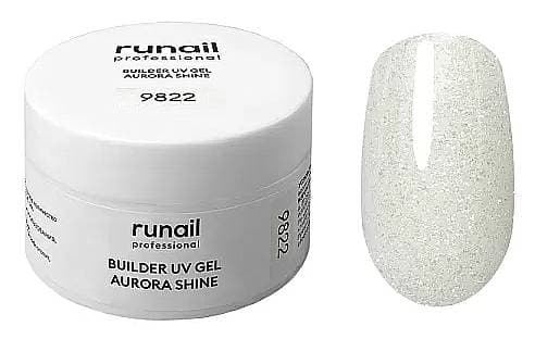 RuNail Моделирующий УФ-гель с шиммером BUILDER UV GEL AURORA SHINE, 15г №9822