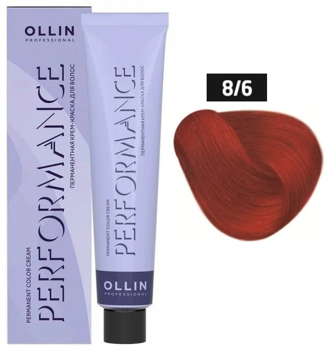 OLLIN PERFORMANCE  8/6 светло-русый красный 60мл Перманентная крем-краска для волос