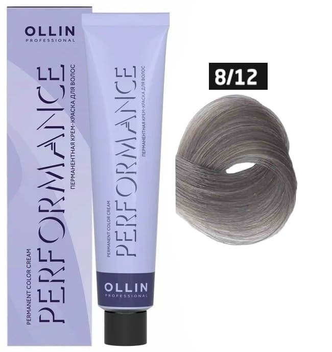 OLLIN PERFORMANCE  8/12 светло-русый пепельно-фиолетовый 60мл Перманентная крем-краска для волос