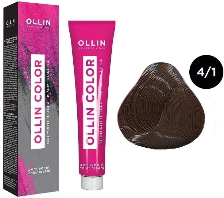 OLLIN COLOR  4/1 шатен пепельный 60мл Перманентная крем-краска для волос