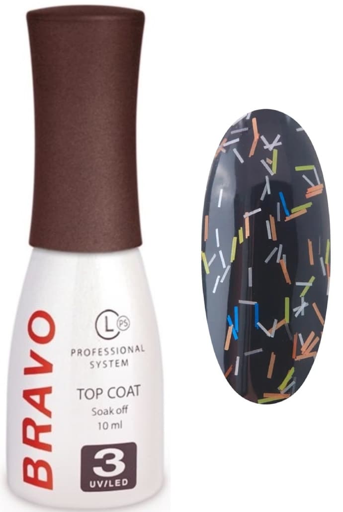 Bravo Верхнее покрытие без липкого слоя TOP CONFETTI №5 10мл.