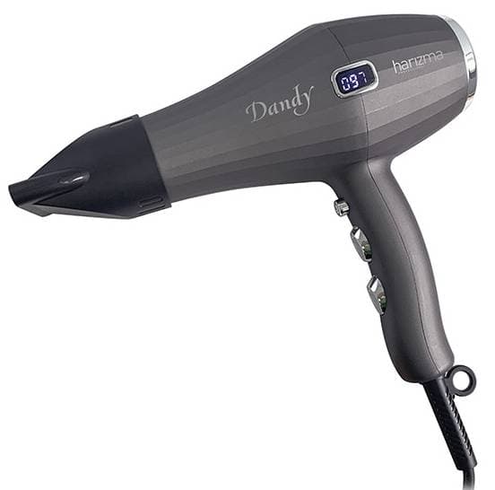 HARIZMA DANDY Фен серый с LED дисплеем, 2200-2400Вт., 2 насадки, вес 490 гр.