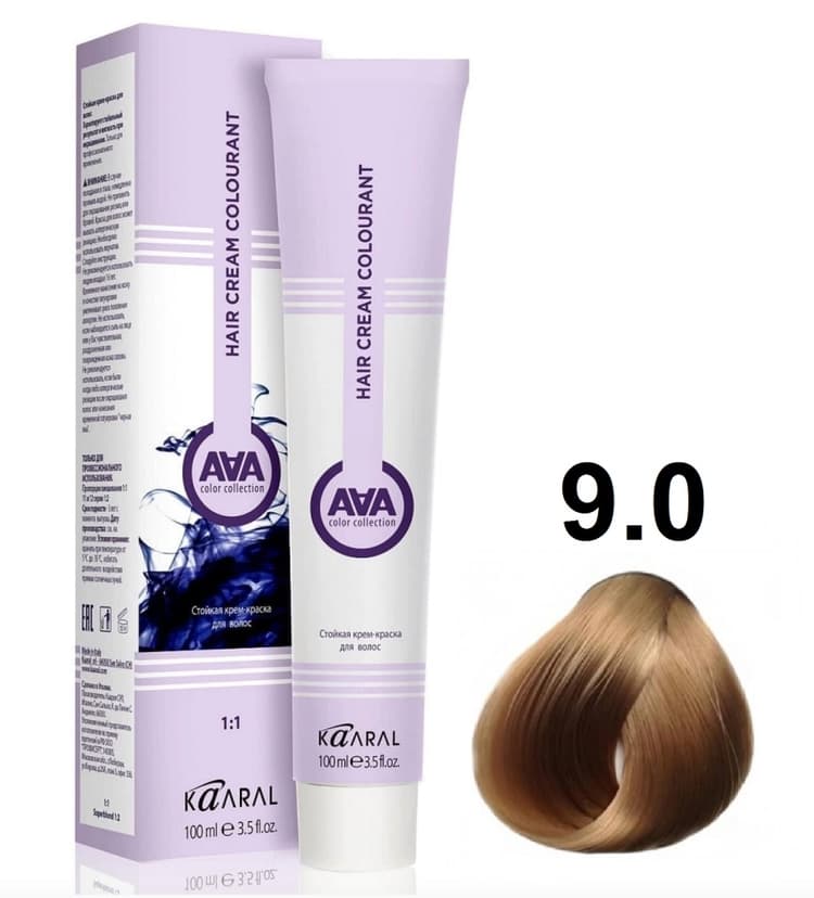 KAARAL AAA Hair crem colorant 9.0 очень светлый блондин 100мл