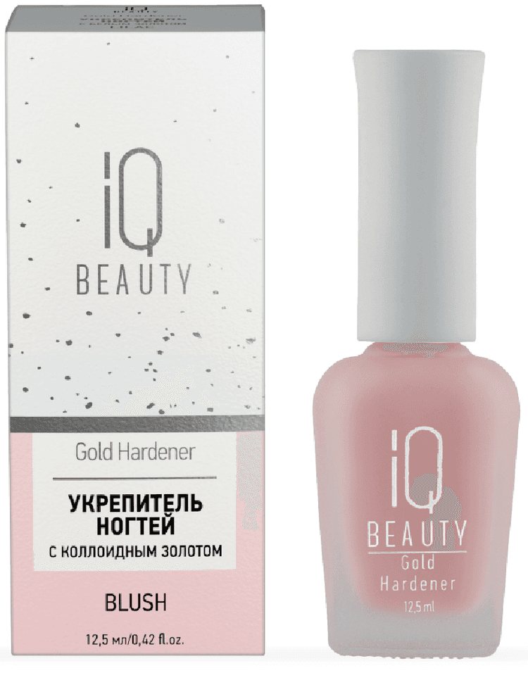 IQ BEAUTY Укрепитель с коллоидным золотом Gold Hardener для ослабленных и ломких ногтей,12.5 мл Blush
