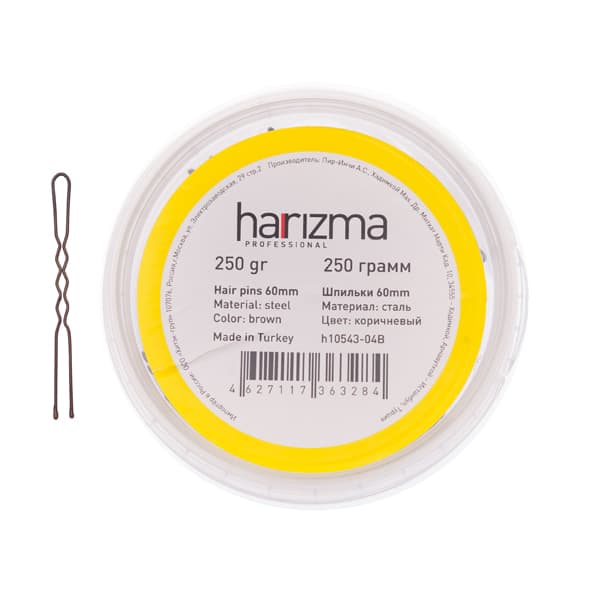 Harizma Шпильки 60мм коричневые, волнистые, 250 гр./уп. 