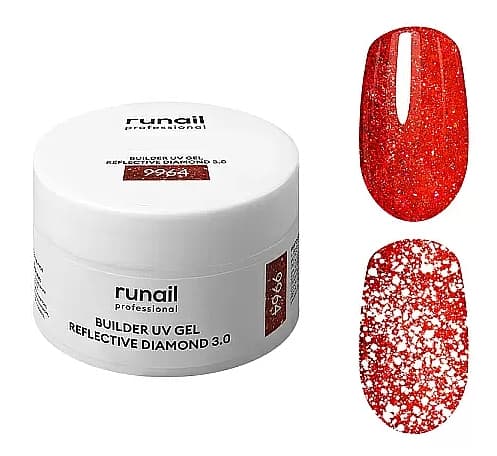 RuNail Моделирующий УФ-гель светоотражающий BUILDER UV GEL REFLECTIVE DIAMOND 3.0, 15г №9964