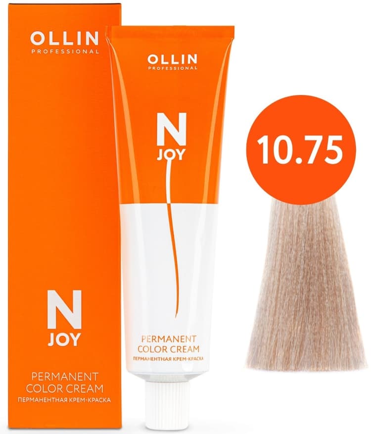 OLLIN "N-JOY" 10/75 – светлый блондин коричнево-махагоновый, перманентная крем-краска для волос 100мл