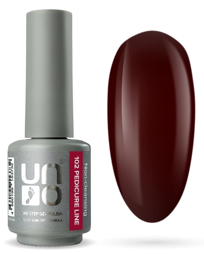 Гель-лак "UNO" Pedicure Line Однофазный № 102, цвет бордовый 8 г. 