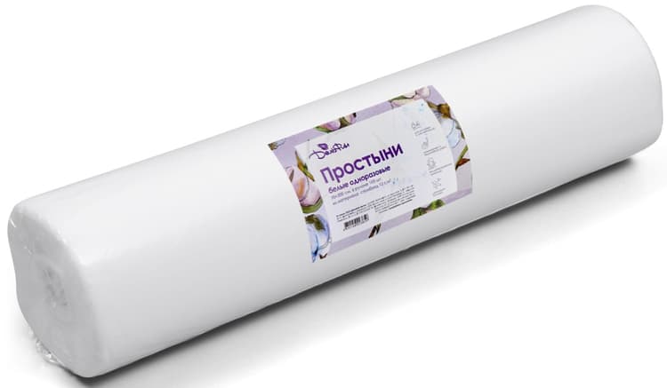 Простыня однор. "Дельфин" спандбонд 12г/м2, 70*200см, 100 шт/рулон с перфорацией, белый