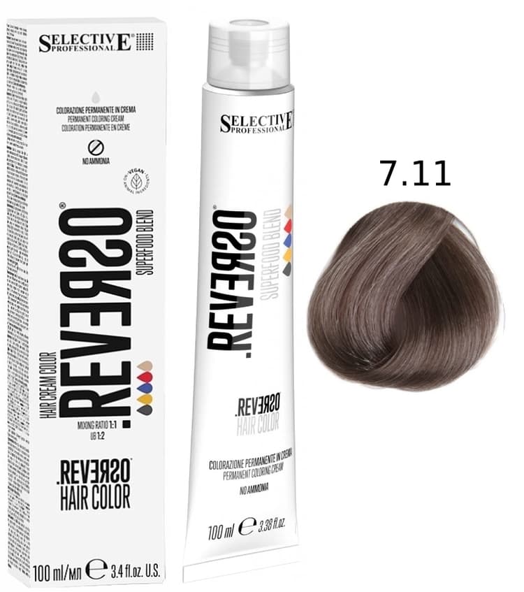 SELECTIVE Reverso Hair Color 7.11 Блондин пепельный интенсивный 
