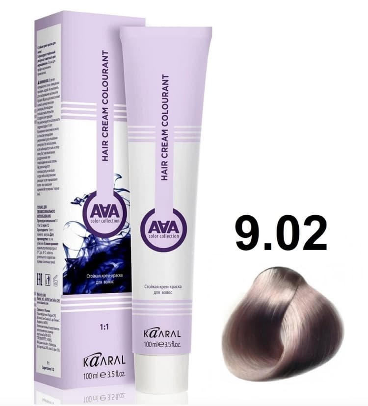 KAARAL AAA Hair crem colorant 9.02 очень светлый фиолетовый блондин 100мл