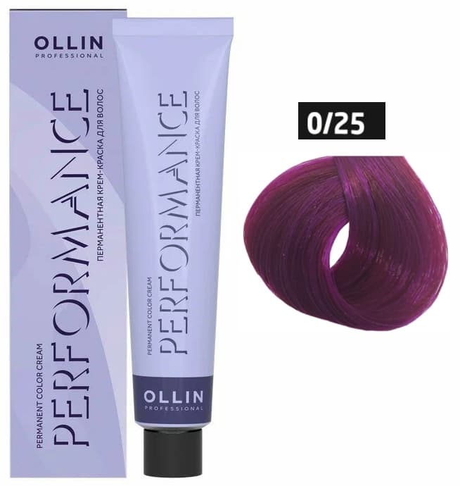OLLIN PERFORMANCE  0/25 фиолетово-махагоновый (розовый) 60мл Перманентная крем-краска для волос 