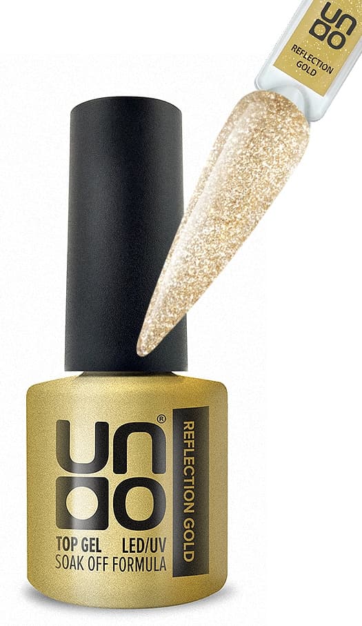 Верхнее покрытие для гель-лака "Uno" Reflection Top светоотражающий без липкого слоя,золото,8 г