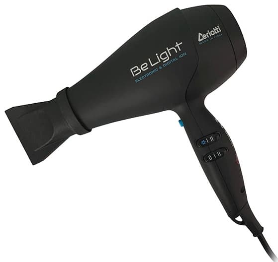 Фен CERIOTTI Be Light Digital Ionic черный с цифровым мотором, 2300Вт., 3 насадки, вес 420 гр.