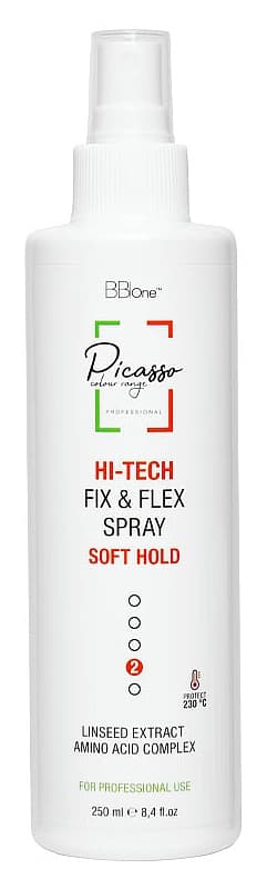 BB One Picasso HI-Tech Fix&Flex Spray Soft Hold Спрей для укладки легкой и подвижной фиксации 250 мл.