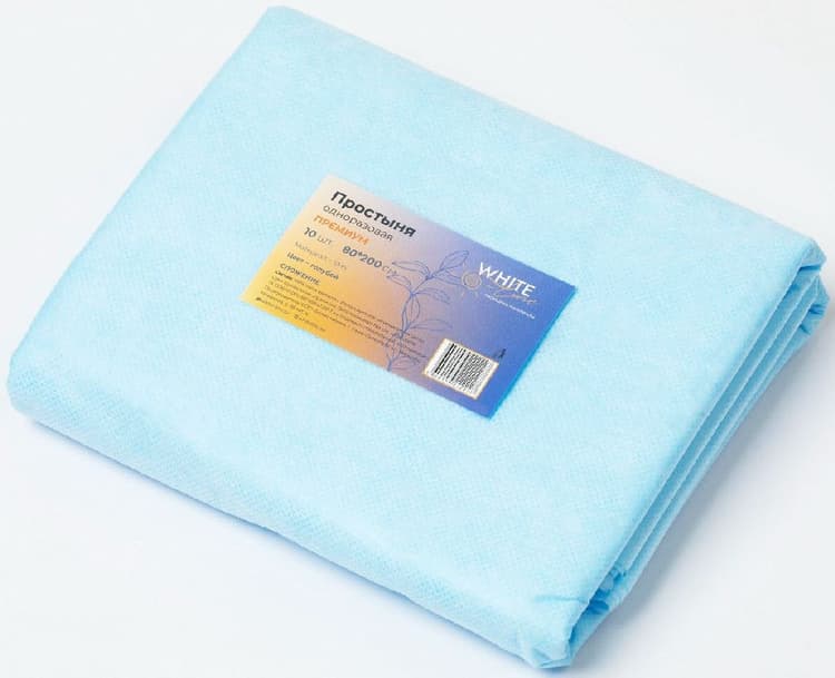 Простыня однор. SMS 20г/м2, 80*200см, 10 шт/уп, премиум голубой