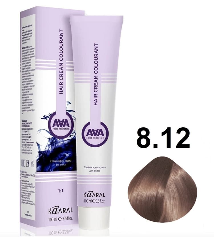 KAARAL AAA Hair crem colorant 8.12 светлый блондин пепельно-фиолетовый 100мл 