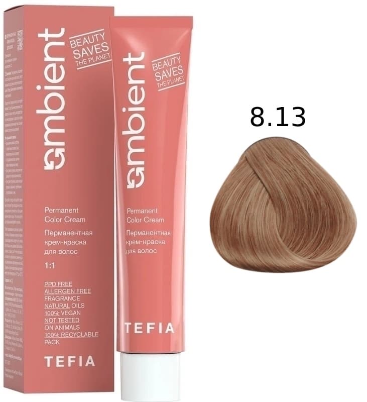 TEFIA AMBIENT 8.13 Светлый блондин пепельно-золотистый 60 мл