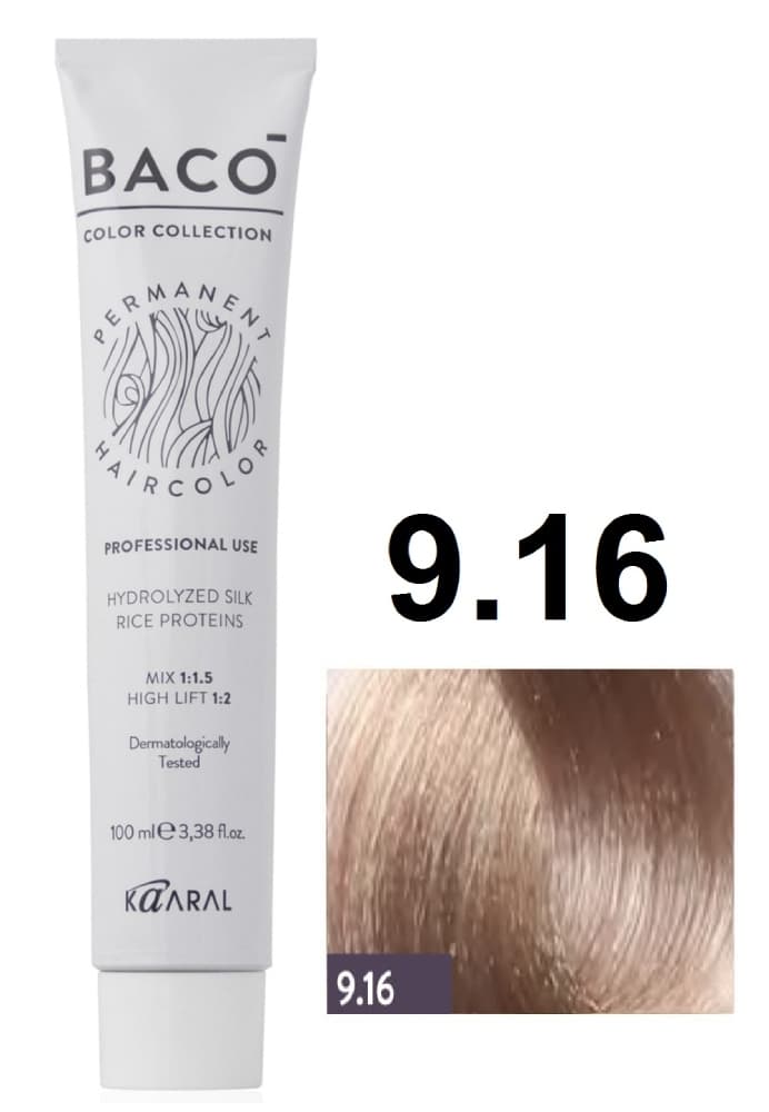 KAARAL Baco color  9.16 очень светлый блондин пепельно-розовый 100 мл 