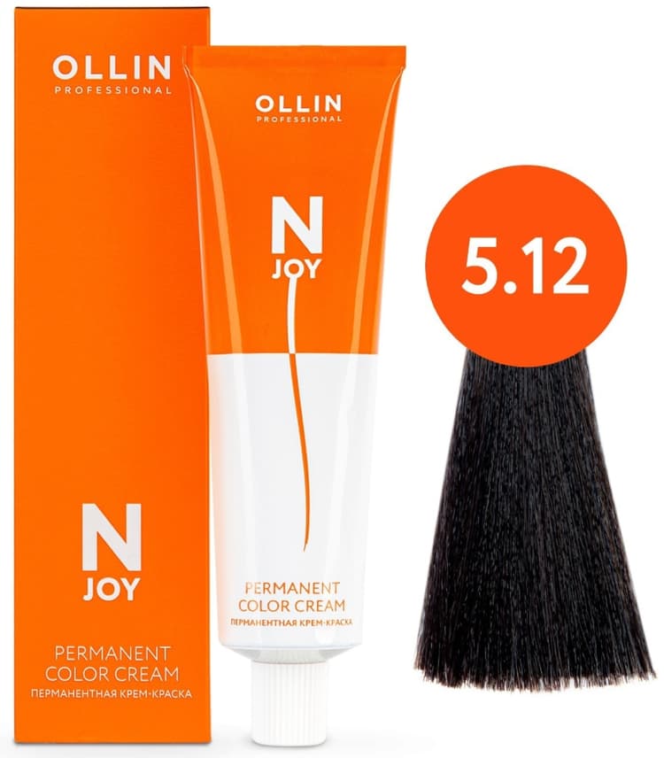 OLLIN "N-JOY"  5/12 – светлый шатен пепельно-фиолетовый, перманентная крем-краска для волос 100мл
