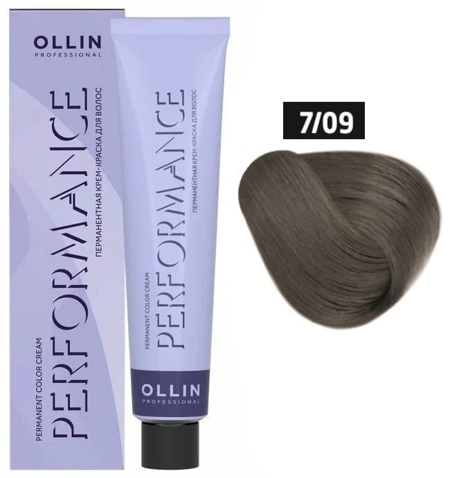OLLIN PERFORMANCE  7/09 русый прозрачно-зеленый 60мл Перманентная крем-краска для волос