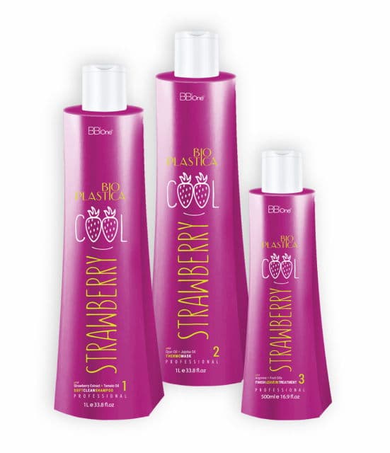 BB One BioPlastiсa Cool Strawberry Набор 2х1000 мл+500 мл (шампунь + реконструктор + маска)