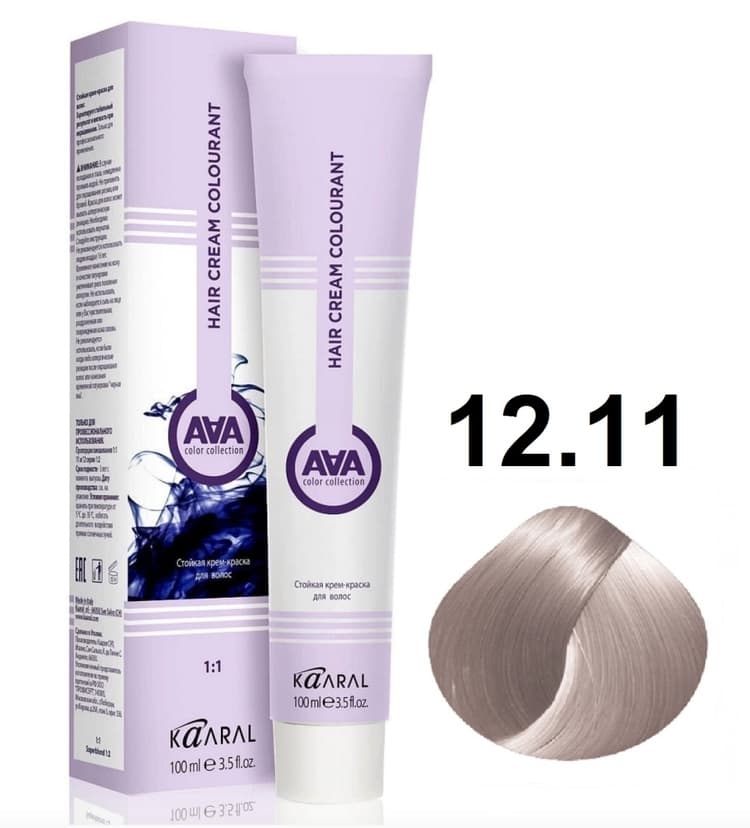 KAARAL AAA Hair crem colorant 12.11 экстра светлый интенсивный пепельный блондин 100мл 