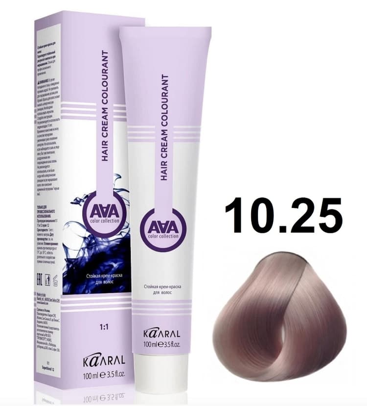 KAARAL AAA Hair crem colorant 10.25 Очень очень светлый перламутрово-розовый блондин 100мл