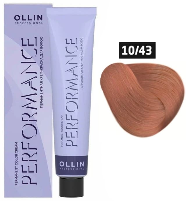 OLLIN PERFORMANCE  10/43 светлый блондин медно-золотистый 60мл Перманентная крем-краска для волос