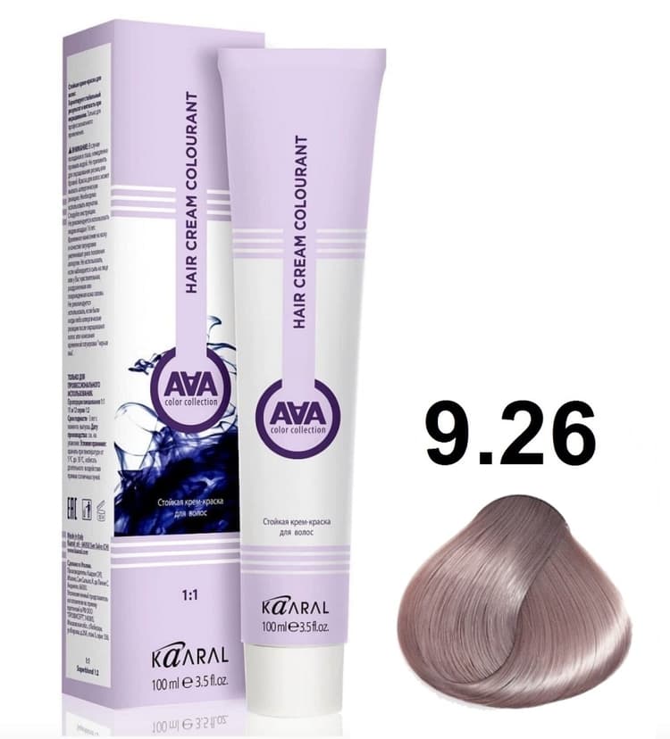 KAARAL AAA Hair crem colorant 9.26 очень светлый блондин фиолетово-розовый 100мл 