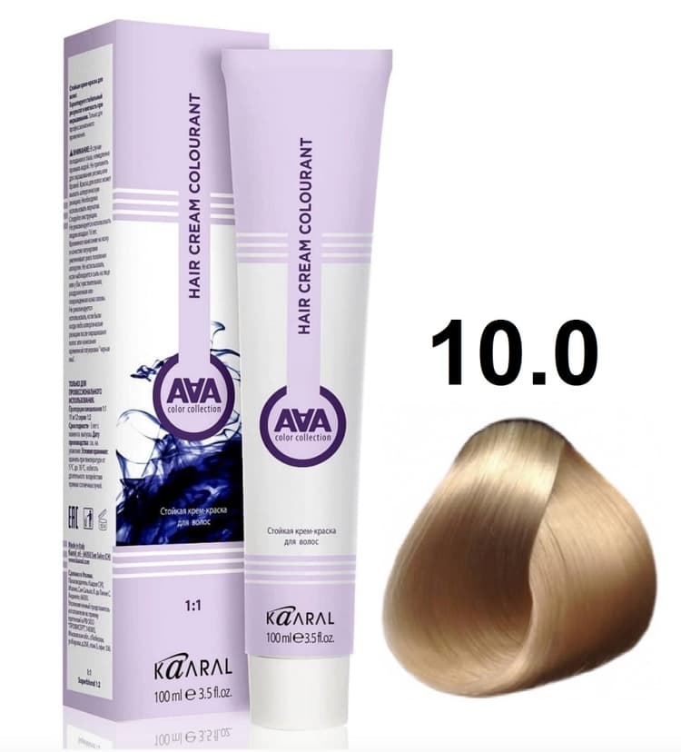 KAARAL AAA Hair crem colorant 10.0 очень-очень светлый блондин 100мл