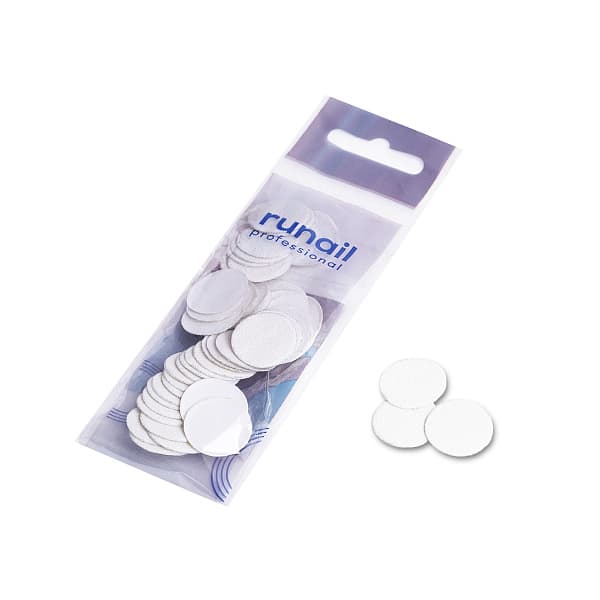 RuNail Сменные файлы для педикюрного диска M (20мм) 100 грит (50 шт), цв.белый