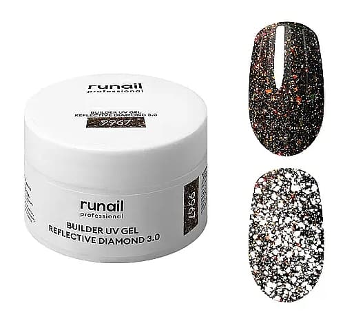 RuNail Моделирующий УФ-гель светоотражающий BUILDER UV GEL REFLECTIVE DIAMOND 3.0, 15г №9967