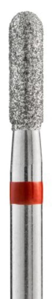 Фреза Алмазная Цилиндр закругленный Кристалл Nails d.2.1 (красная насечка) ДРЧ 080