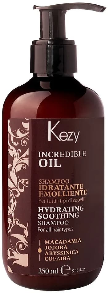 KEZY INCREDIBLE OIL Шампунь увлажняющий и разглаживающий для всех типов волос 250 мл 