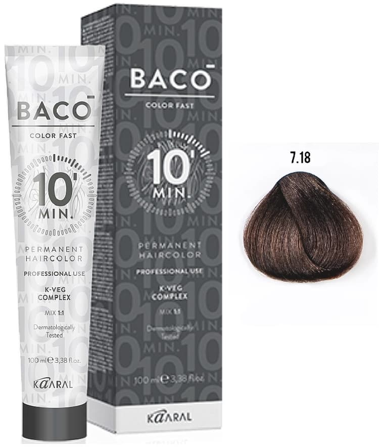 KAARAL Baco Color Fast 7.18 блондин пепельно-коричневый 100 мл