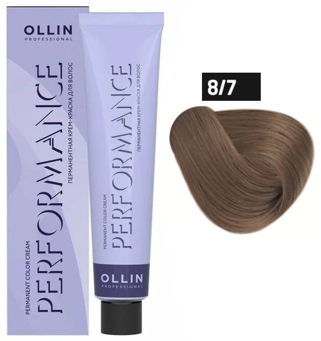 OLLIN PERFORMANCE  8/7 светло-русый коричневый 60мл Перманентная крем-краска для волос