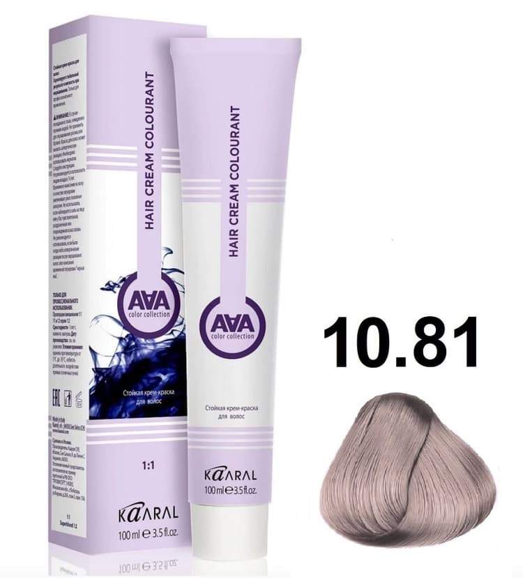 KAARAL AAA Hair crem colorant 10.81 очень-очень светлый блондин бежево-пепельный 100мл 