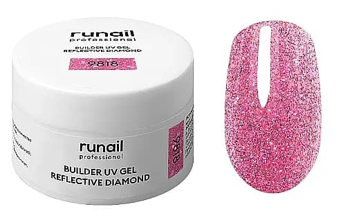 RuNail Моделирующий УФ-гель светоотражающий BUILDER UV GEL REFLECTIVE DIAMOND, 15 г №9818