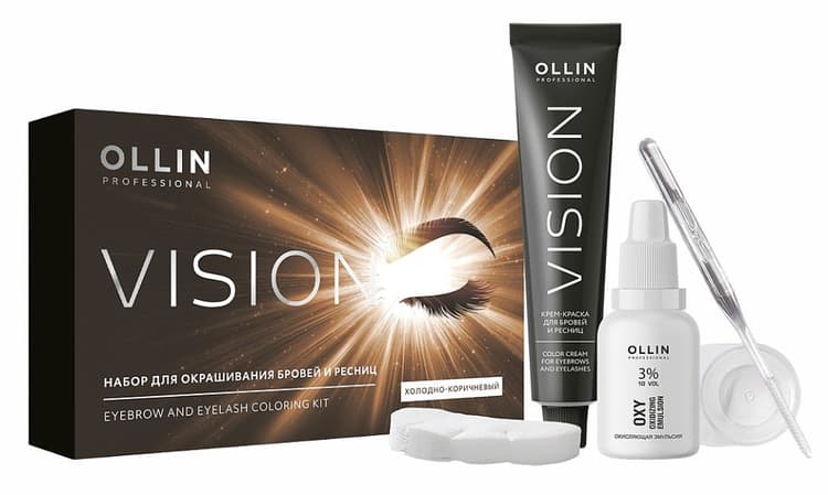OLLIN VISION SET холодно-коричневый Крем-краска для бровей и ресниц 20мл (в наборе) 