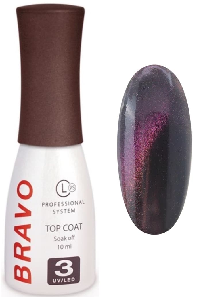 Bravo Верхнее покрытие без липкого слоя CAT'S EYE светоотражающий  Violet 10мл