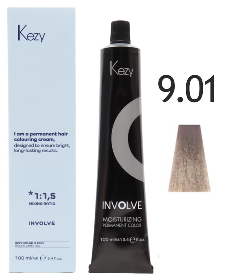 KEZY Involve color 9.01 Очень светлый блондин натурально-пепельный