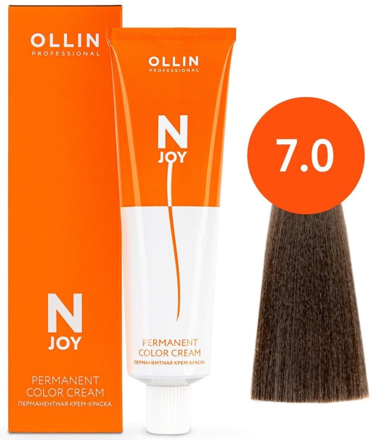 OLLIN "N-JOY"  7/0 – русый, перманентная крем-краска для волос 100мл